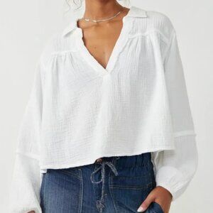 Free People Yucca Double Cloth Top Optic White M NWT